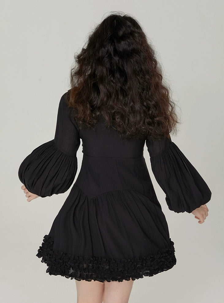Parisian Noir Ruffle Mini Dress