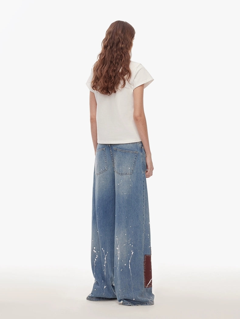 Vintage Patchwork Wide-Leg Jeans