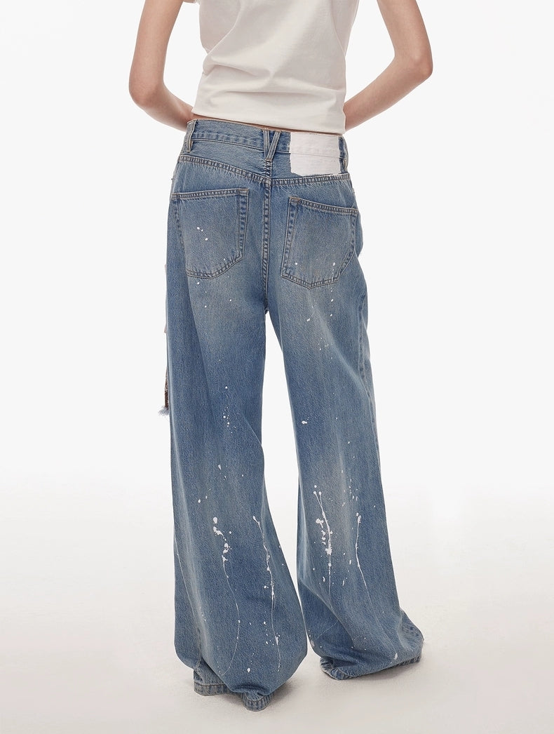 Vintage Patchwork Wide-Leg Jeans