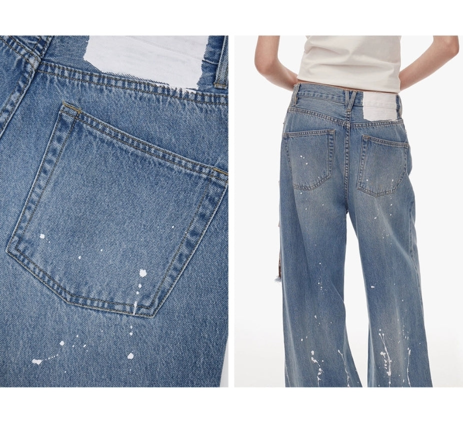 Vintage Patchwork Wide-Leg Jeans