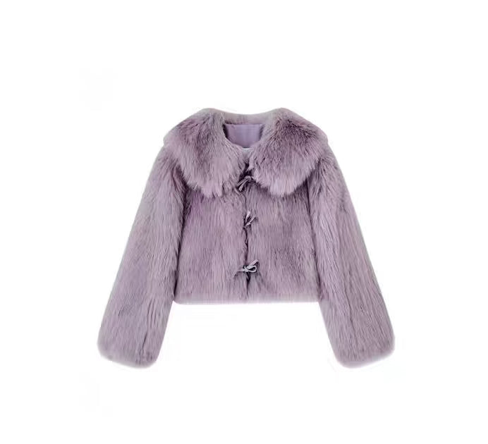Lavender Faux Fur Cropped Jacket