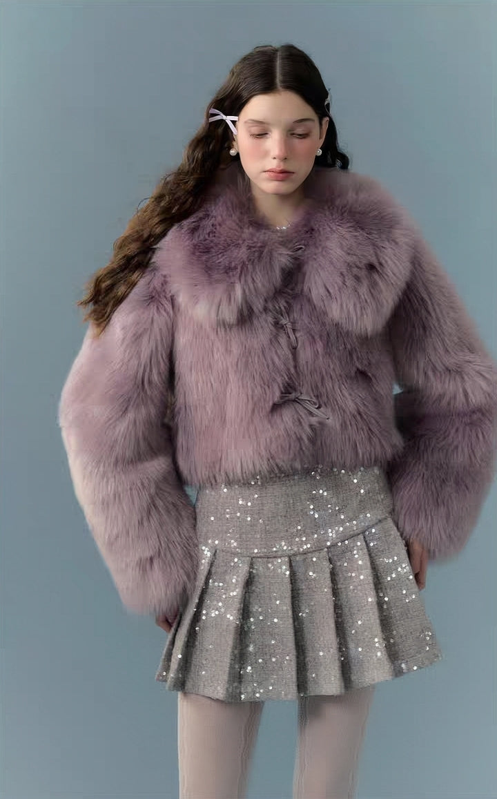 Lavender Faux Fur Cropped Jacket