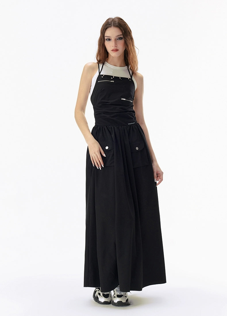 Strappy Backless Utility Maxi Dress