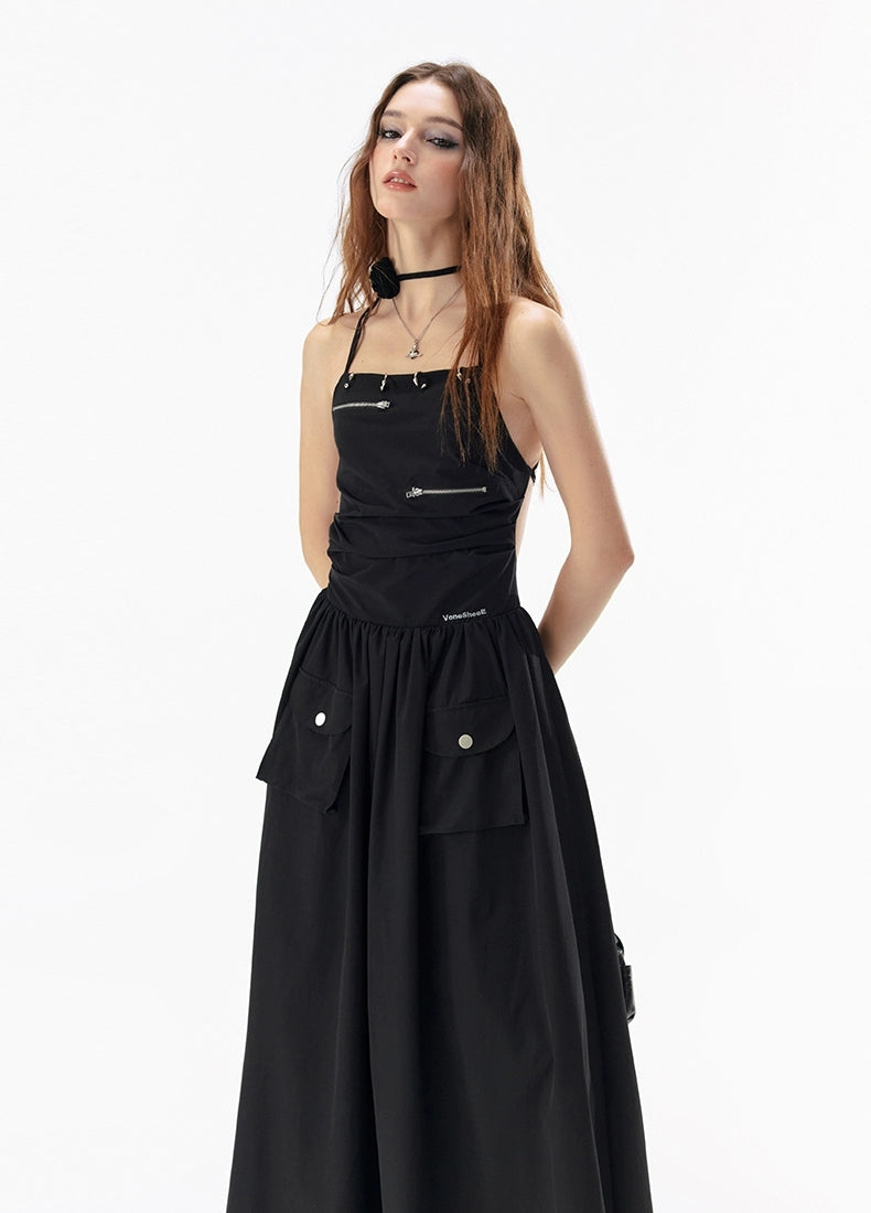 Strappy Backless Utility Maxi Dress