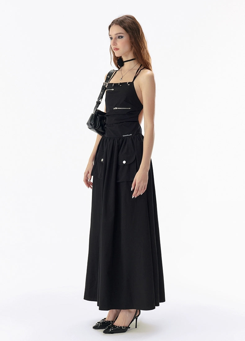 Strappy Backless Utility Maxi Dress