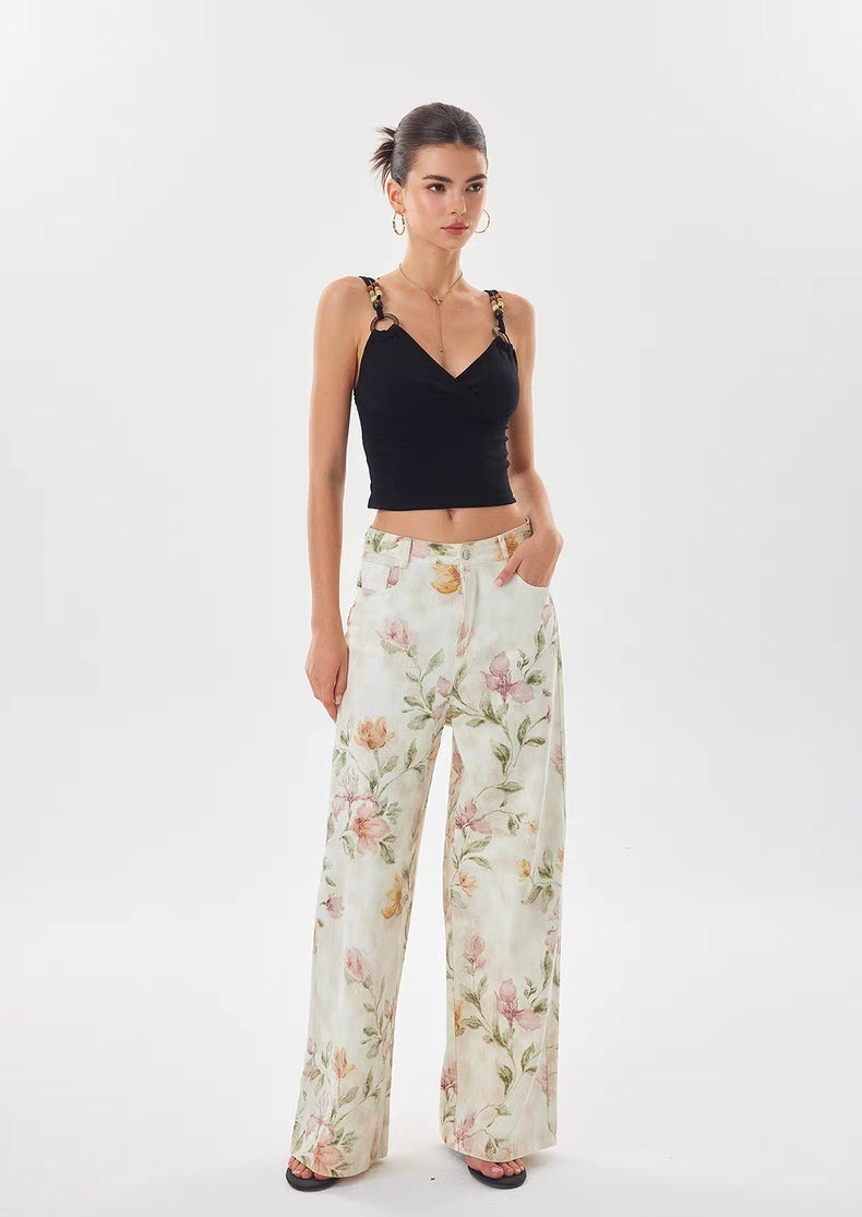 Beaded Strap V-Neck Fitted Camisole Top