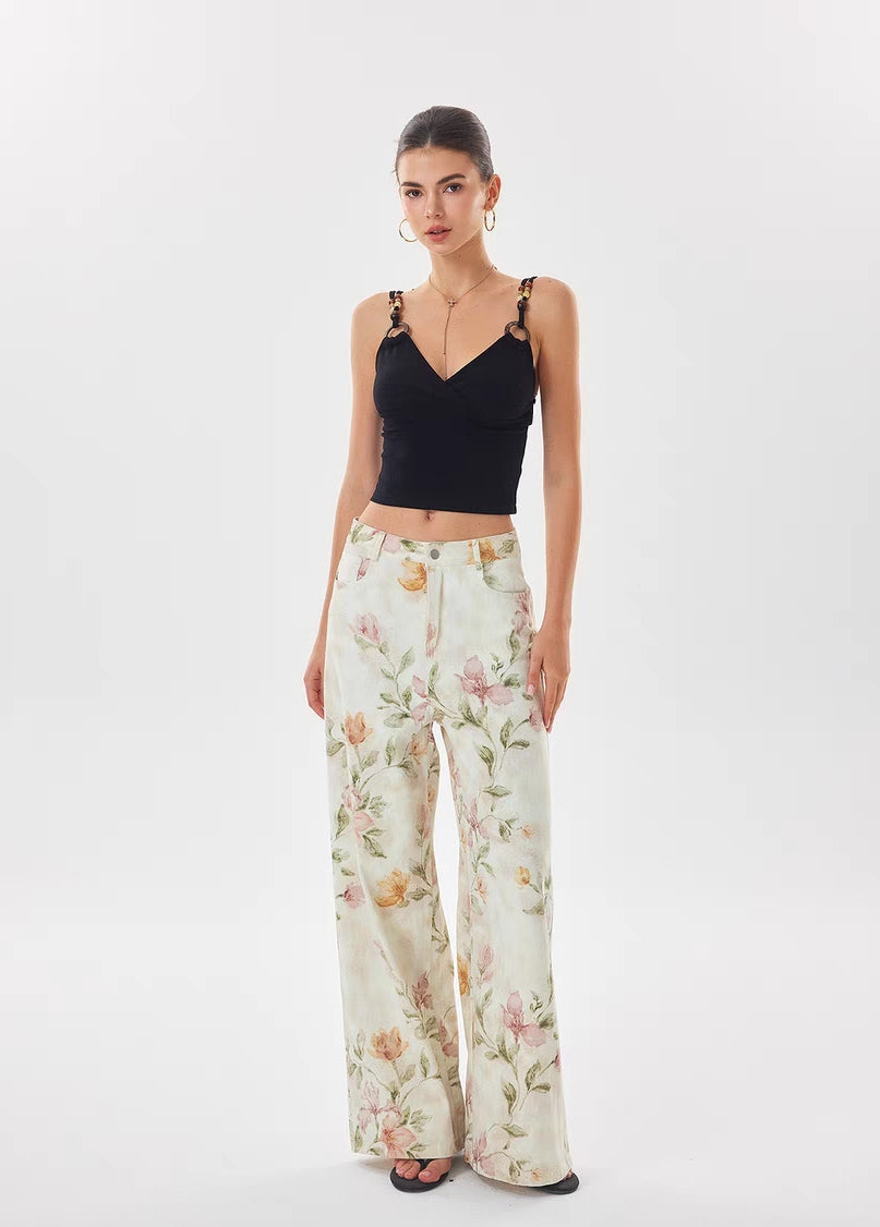Beaded Strap V-Neck Fitted Camisole Top