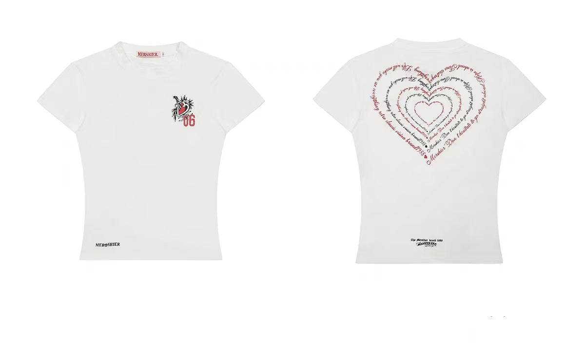 Dragon Graphic Heart Back Print Fitted Tee
