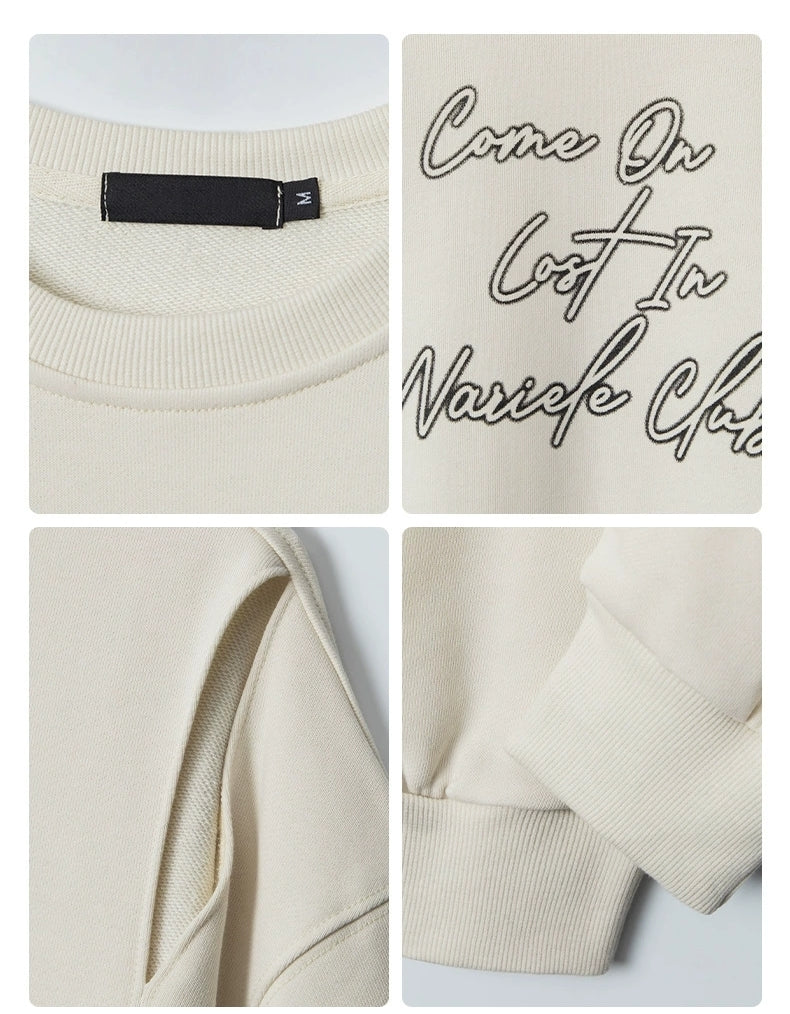 Cut-Out Shoulder Printed Sweatshirt