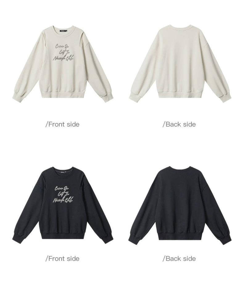 Cut-Out Shoulder Printed Sweatshirt