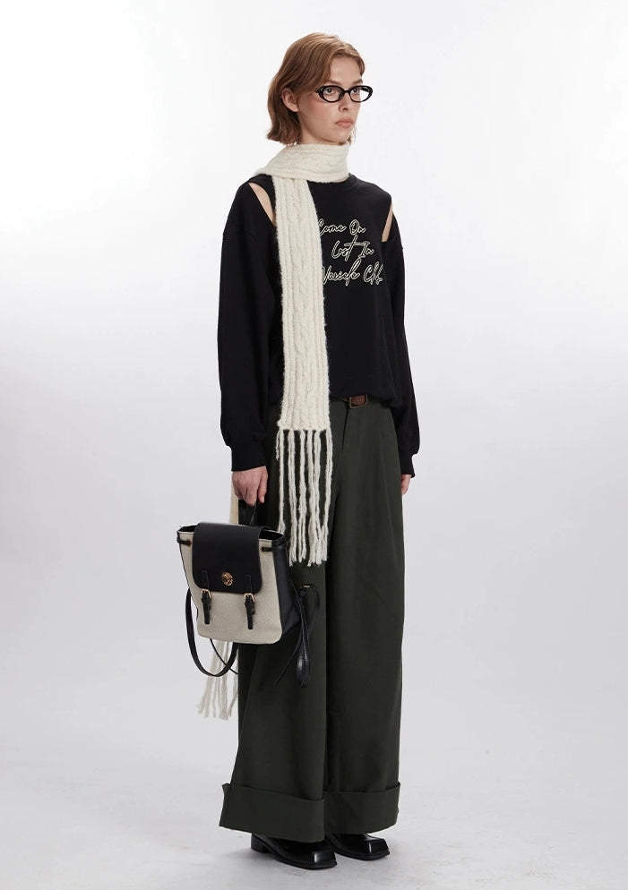 Cut-Out Shoulder Printed Sweatshirt