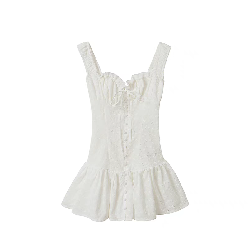 White Off-Shoulder Broderie Mini Dress