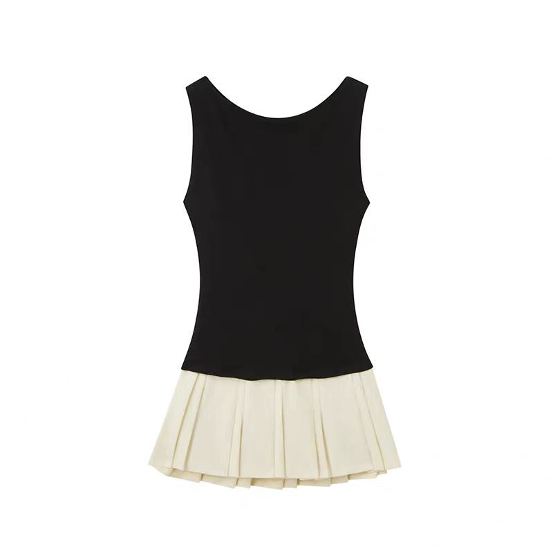 Asymmetric Shoulder Pleated Mini Dress
