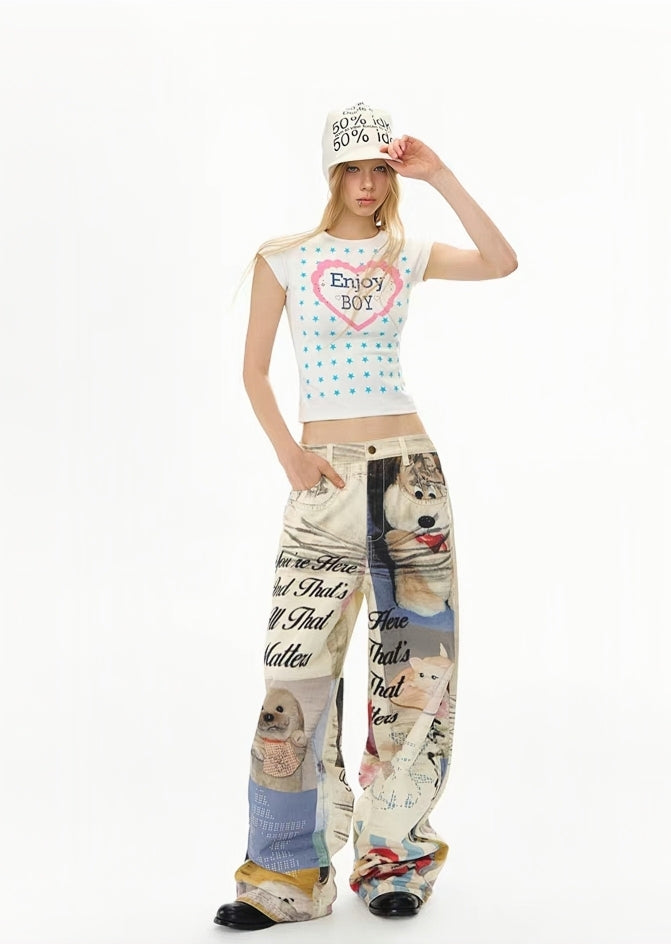 Heart & Stars Graphic Fitted Tee