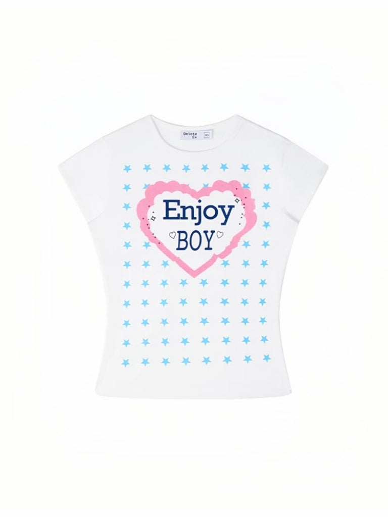 Heart & Stars Graphic Fitted Tee