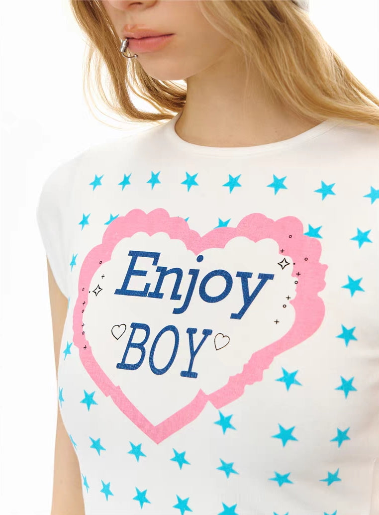 Heart & Stars Graphic Fitted Tee
