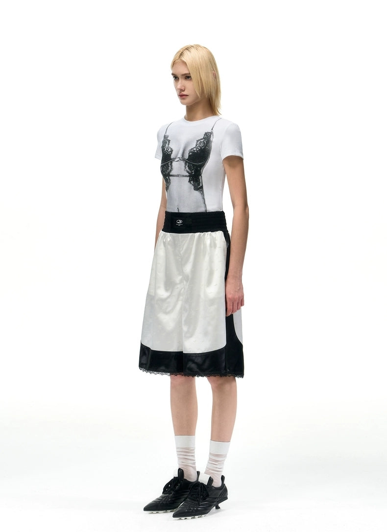 Lace Illusion Printed Slim Tee