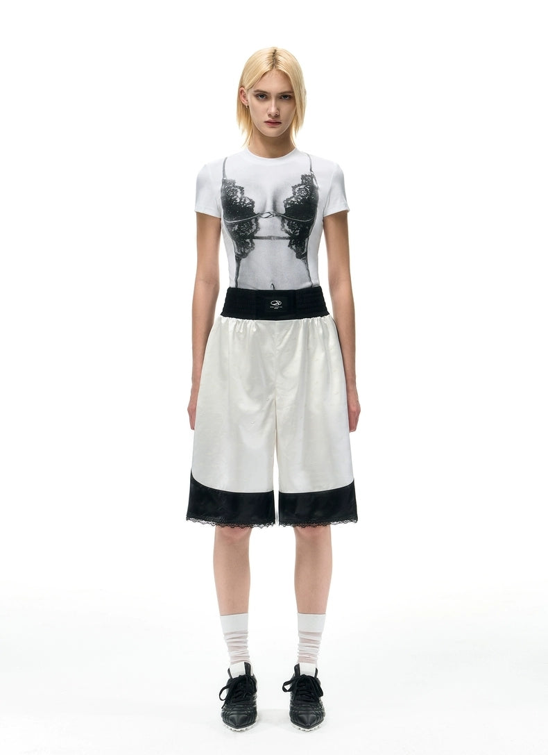 Lace Illusion Printed Slim Tee