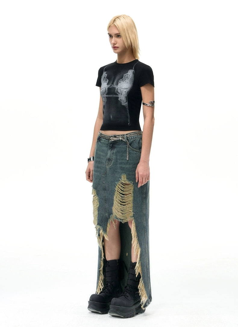 Lace Illusion Printed Slim Tee