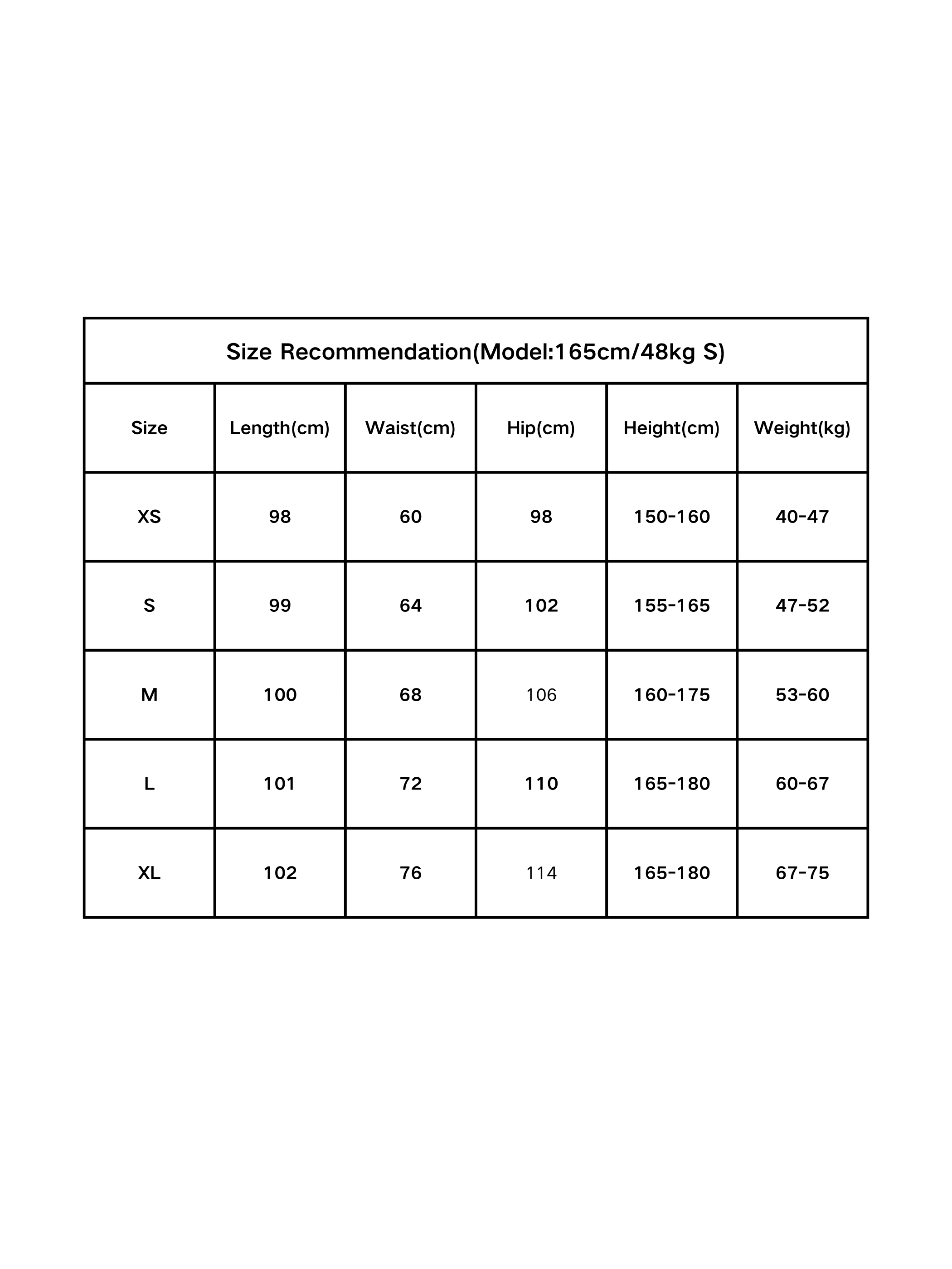 Size chart for navy utility wide-leg trousers