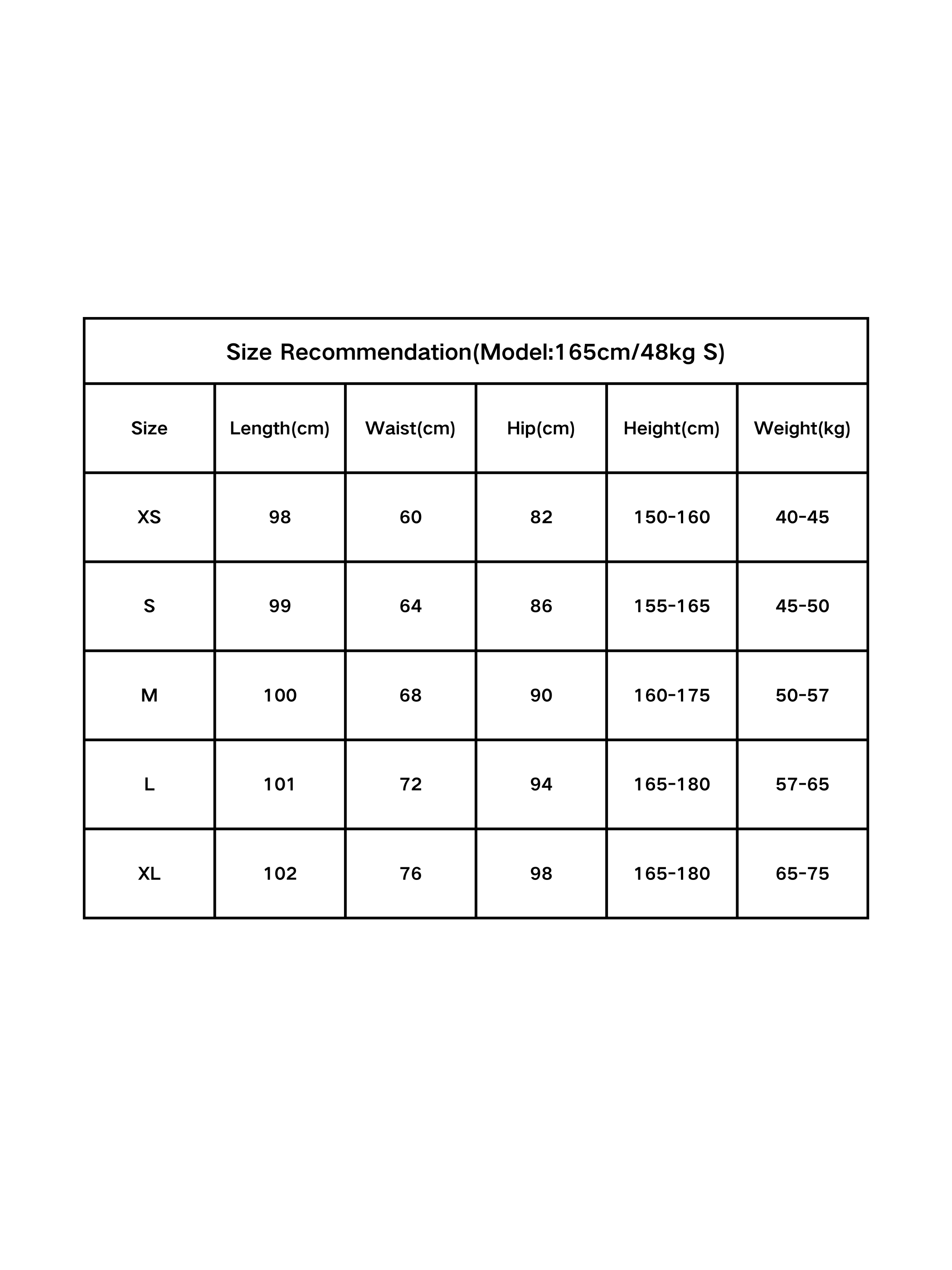 Size chart for sparkle dust rhinestone flare jeans