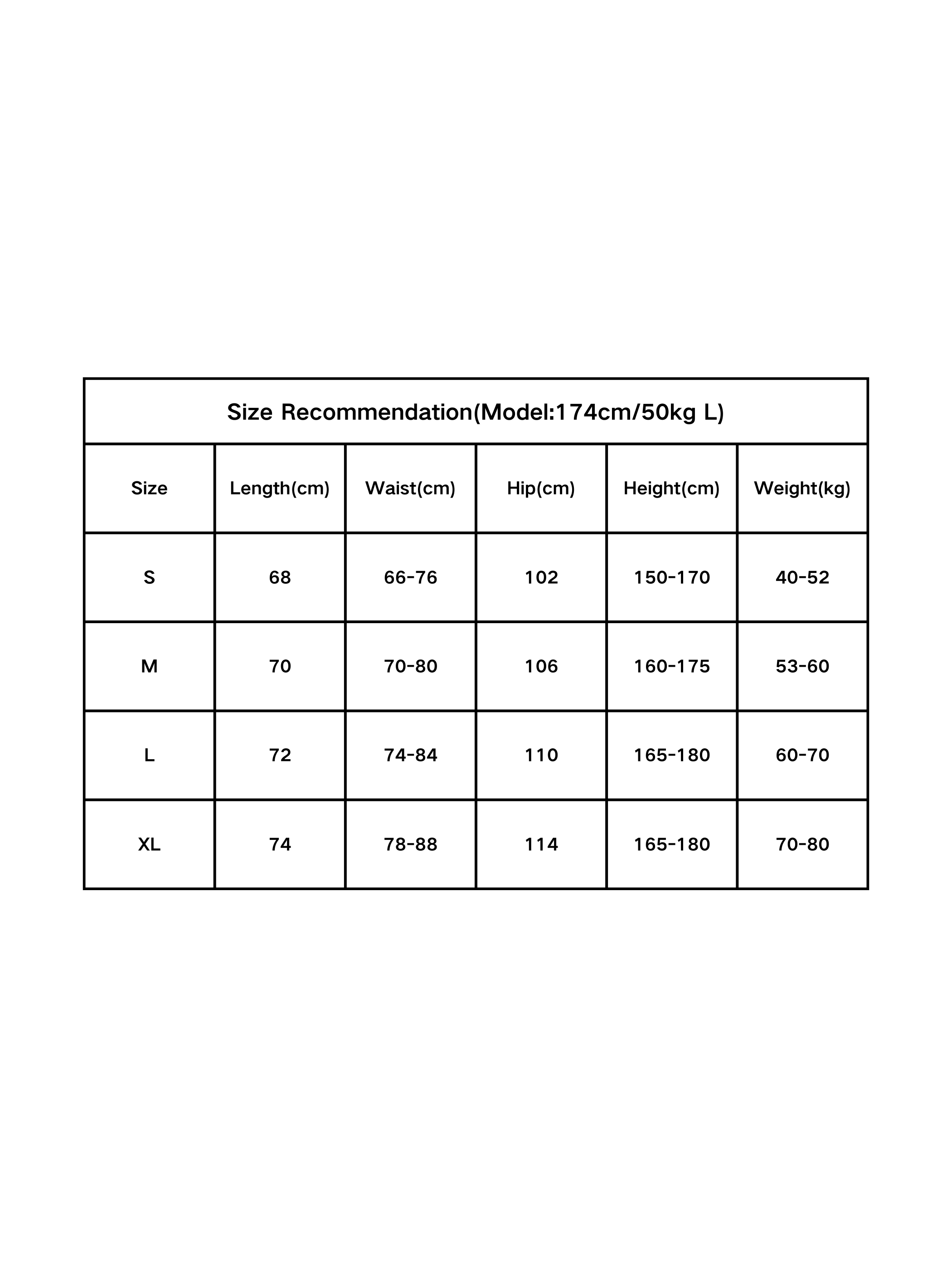 BapHood size chart for utility wide-leg cotton Bermuda culottes.