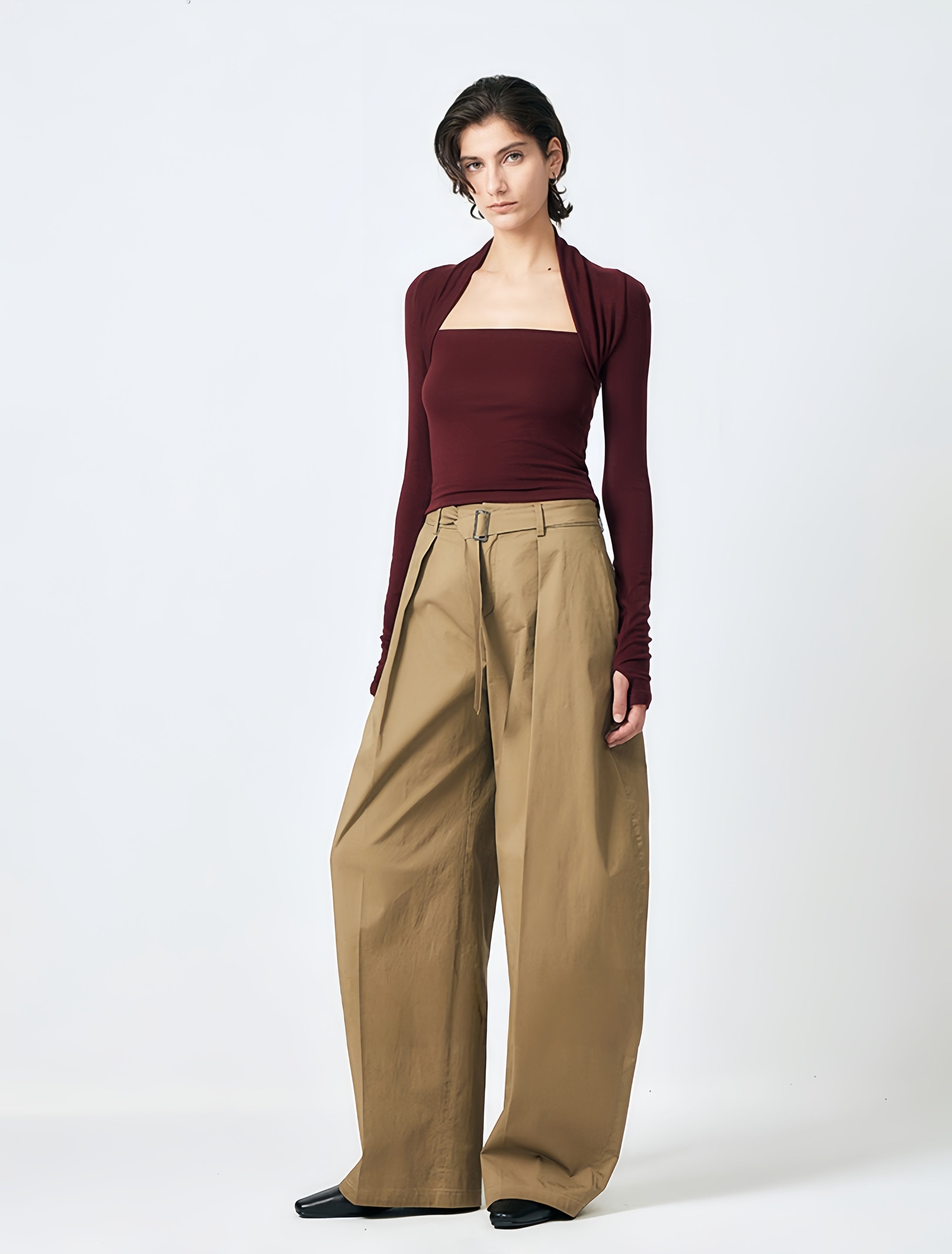 Square-Neck Shrug Knit Top