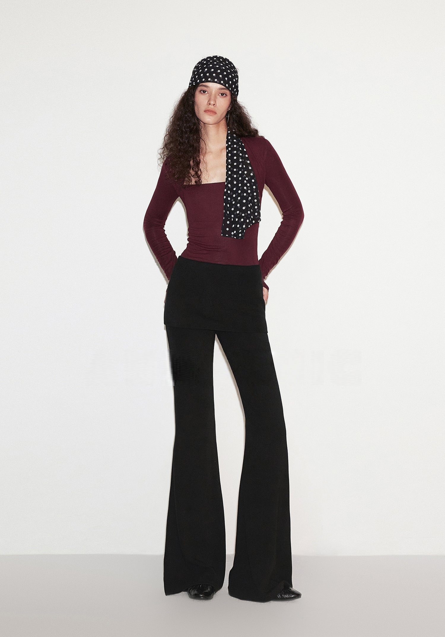 Square-Neck Slim Knit Top