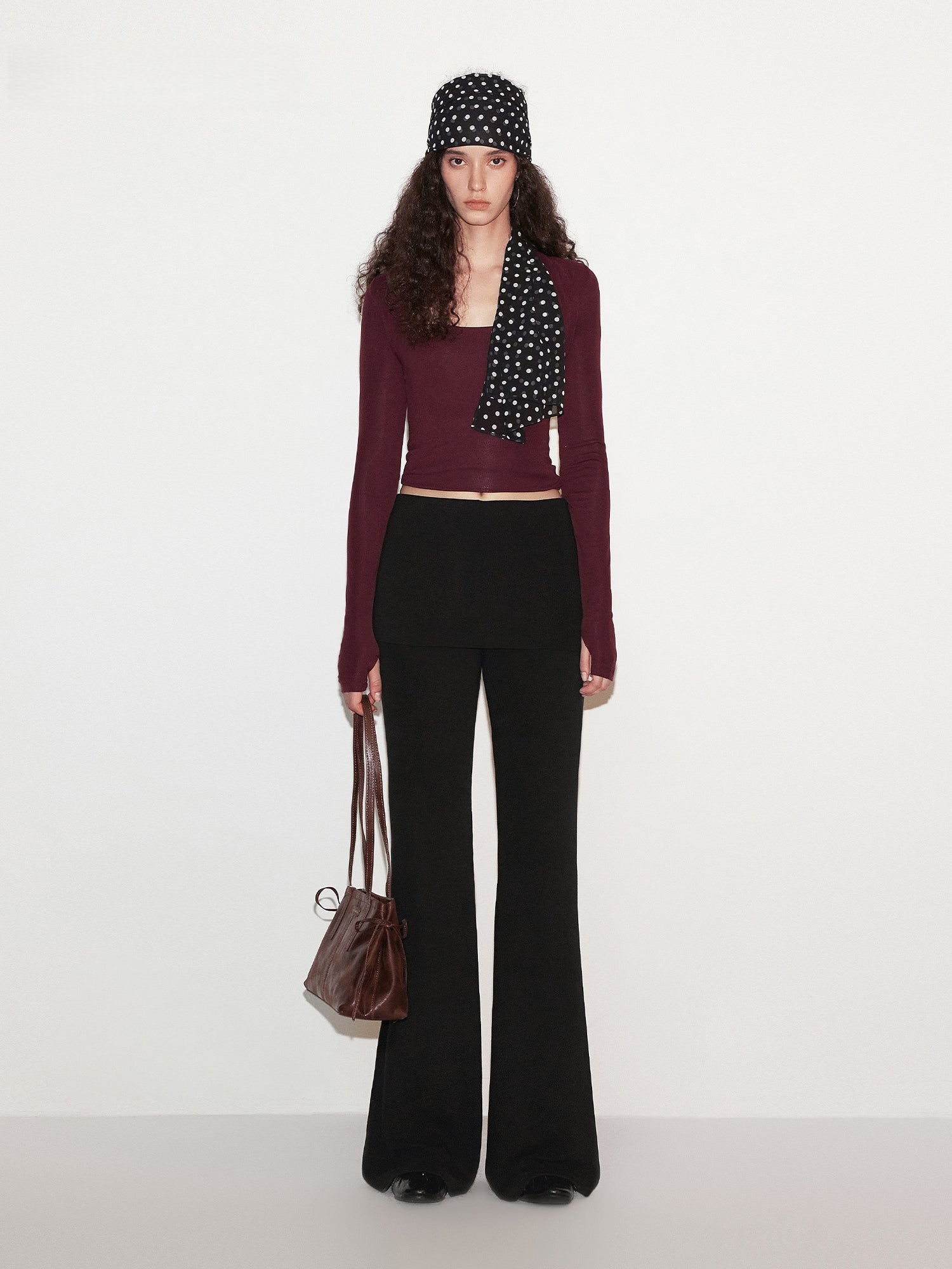 Square-Neck Slim Knit Top