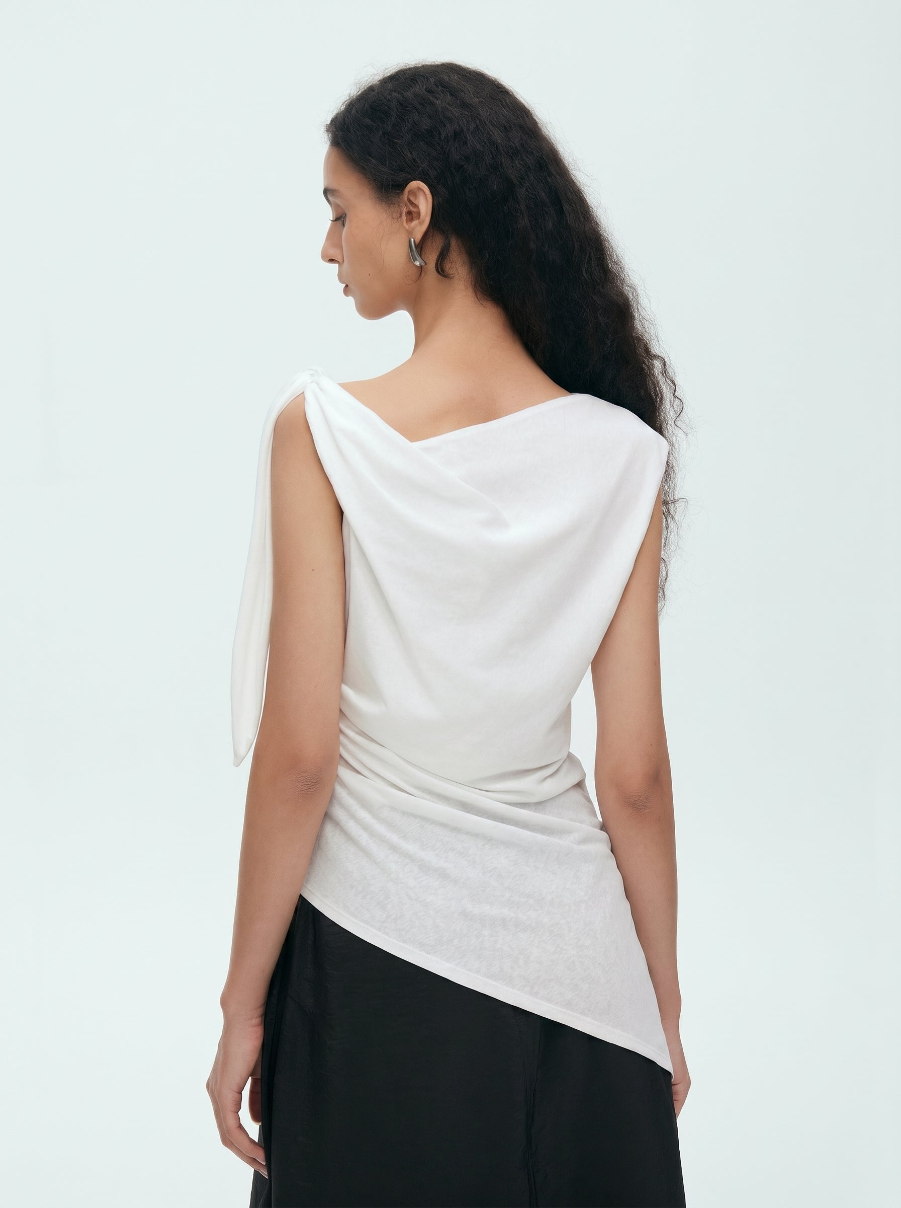 Asymmetric Tie Shoulder Slim Tank Top